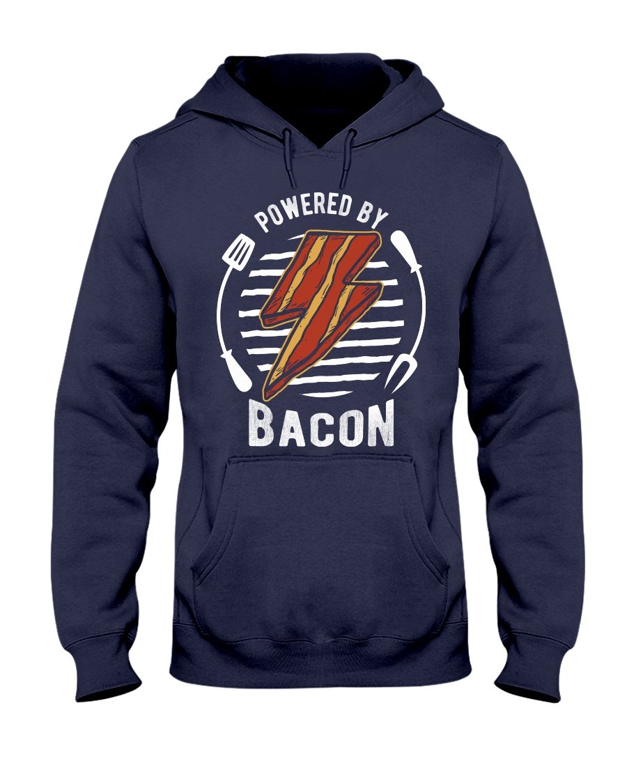 Powered By Bacon Hoodie Apparel Fuel Dark Colored Hoodie Navy S