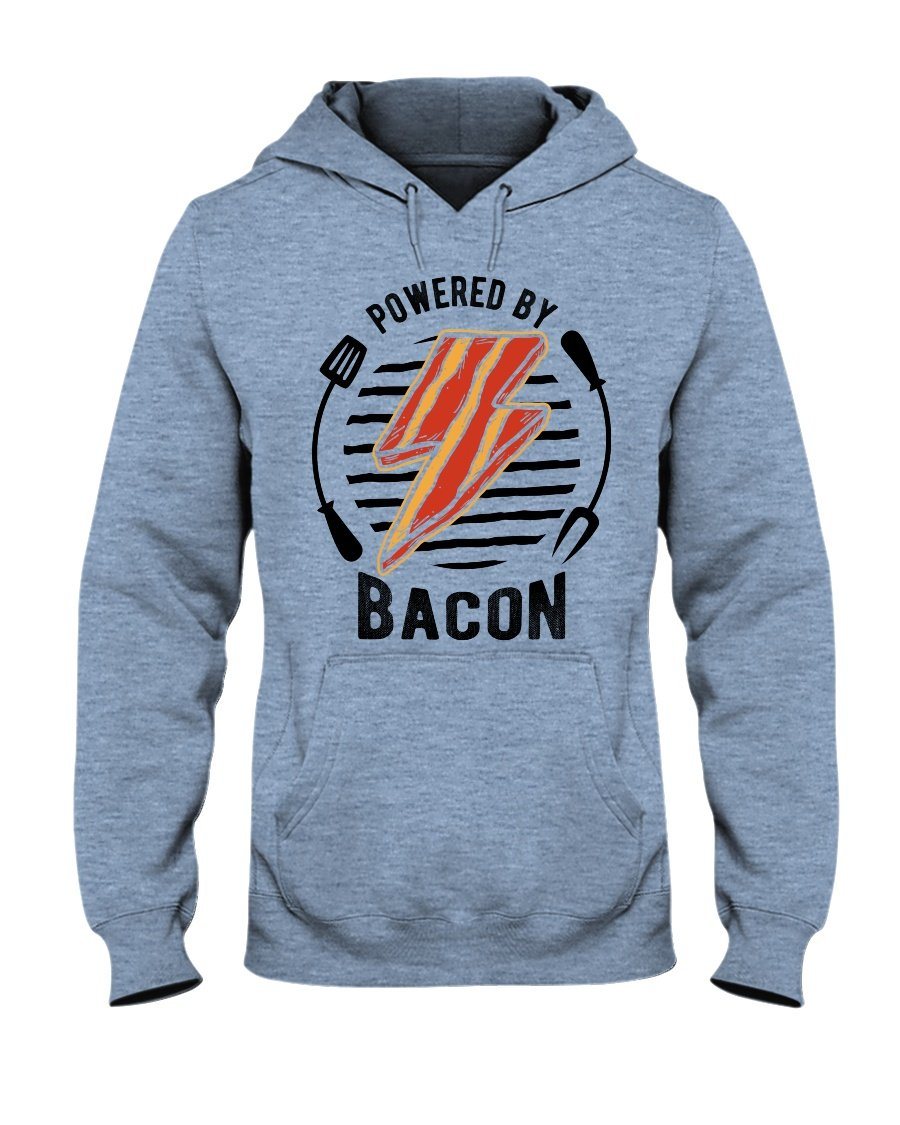 Powered By Bacon Hoodie Apparel Fuel Light Colored Hoodie Light Blue S