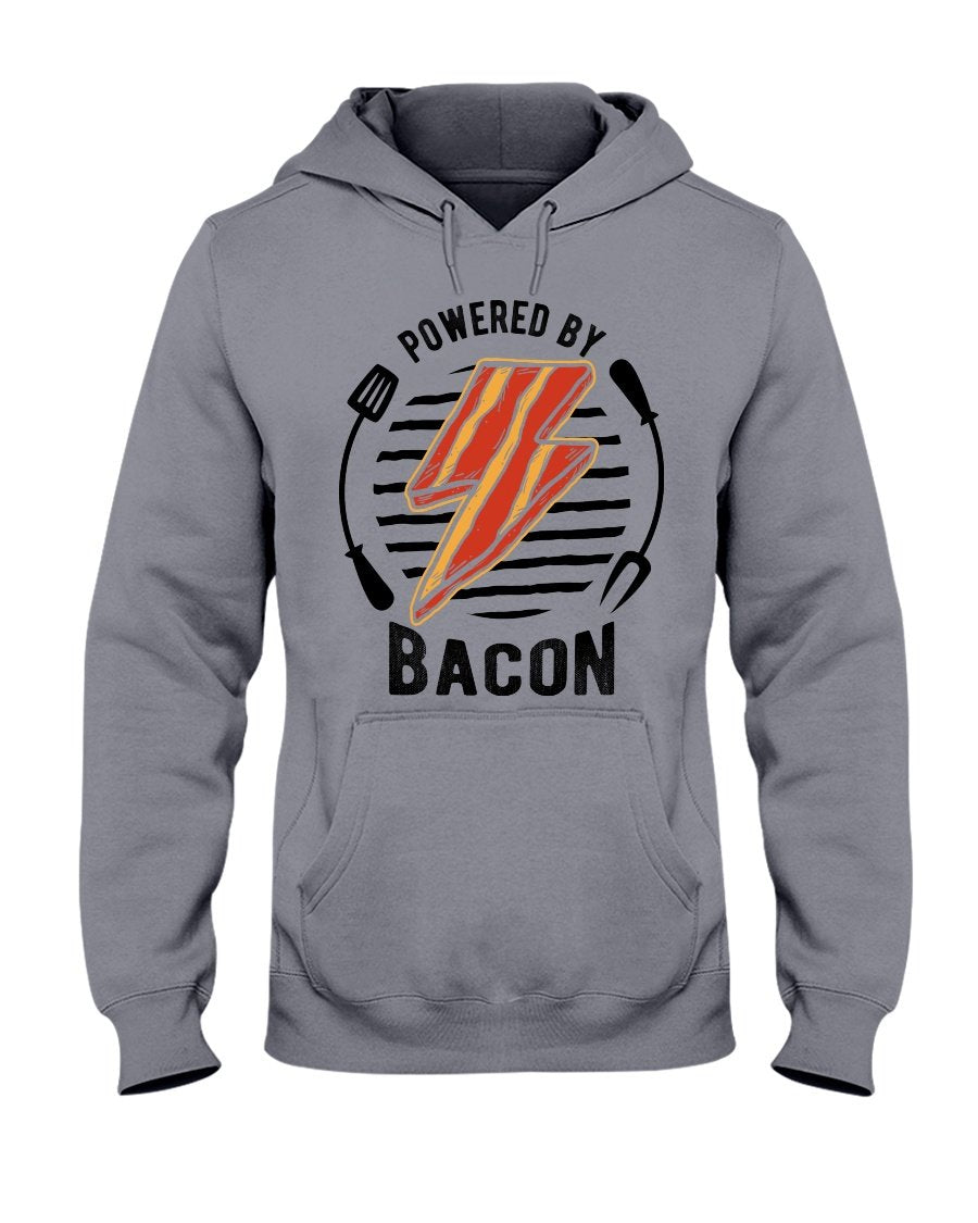 Powered By Bacon Hoodie Apparel Fuel Light Colored Hoodie Sports Grey S