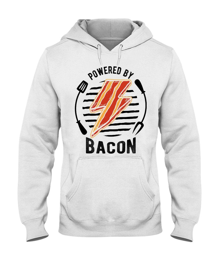 Powered By Bacon Hoodie Apparel Fuel Light Colored Hoodie White S