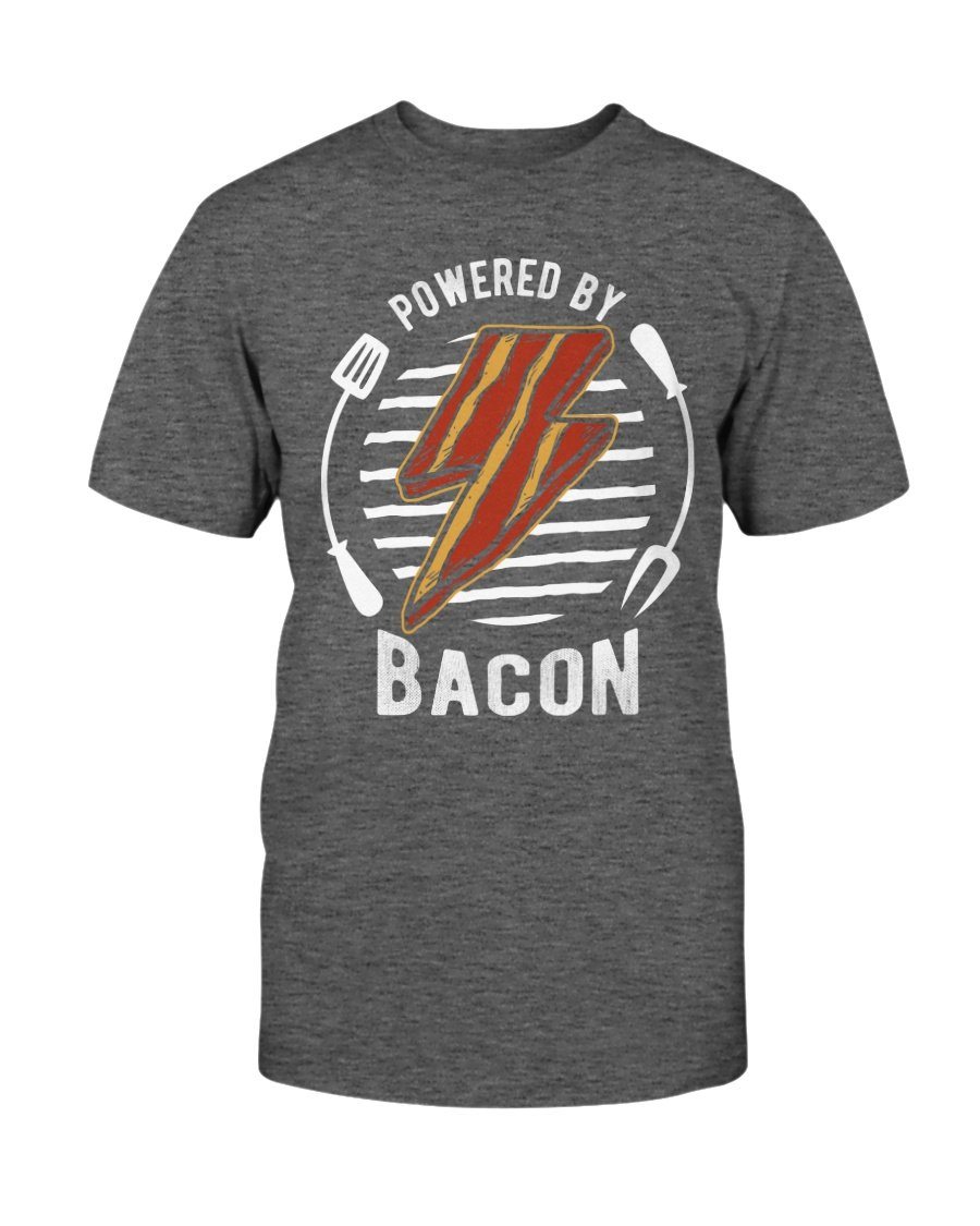 Powered By Bacon T-Shirt Apparel Fuel Dark Colored T-Shirt Charcoal Heather S