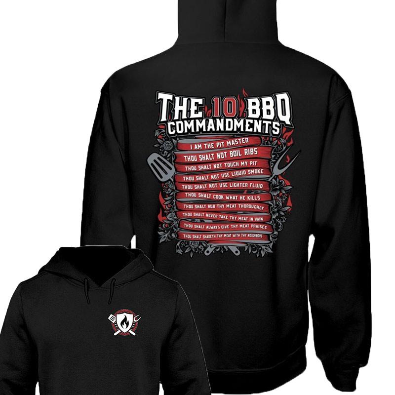 The 10 BBQ Commandments Hoodie (2 sided print) Sweatshirts Fuel Black S 
