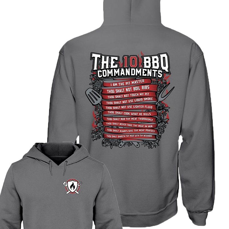 The 10 BBQ Commandments Hoodie (2 sided print) Sweatshirts Fuel Charcoal S 