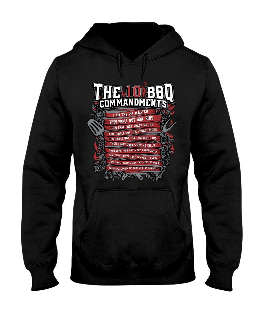 The 10 Commandments of BBQ | Grilling BBQ Hoodie Sweatshirts Fuel Black S 
