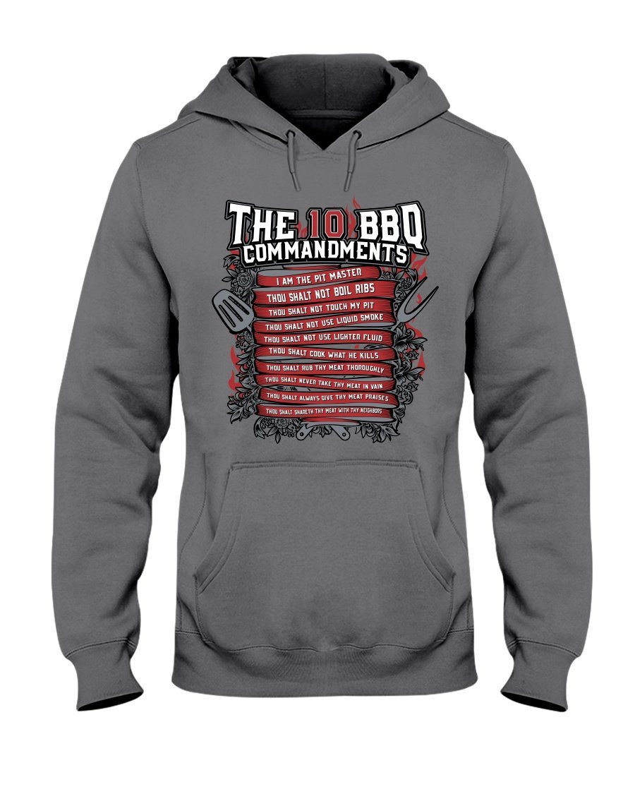 The 10 Commandments of BBQ | Grilling BBQ Hoodie Sweatshirts Fuel Charcoal S 