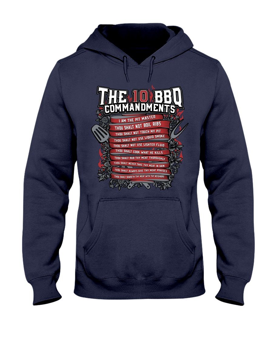 The 10 Commandments of BBQ | Grilling BBQ Hoodie Sweatshirts Fuel Navy S 