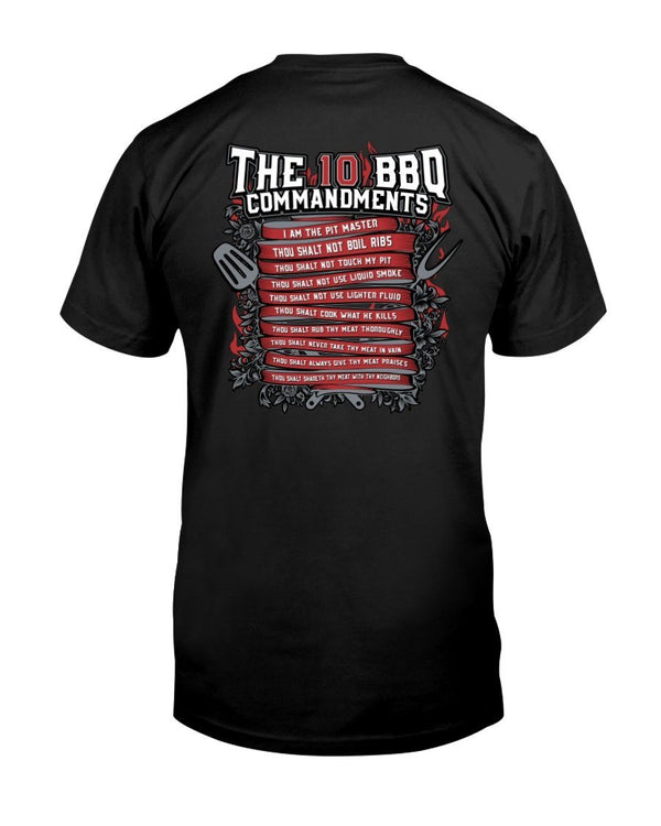 The 10 BBQ Commandments T-Shirt (2 side print) - I Love Grilling Meat