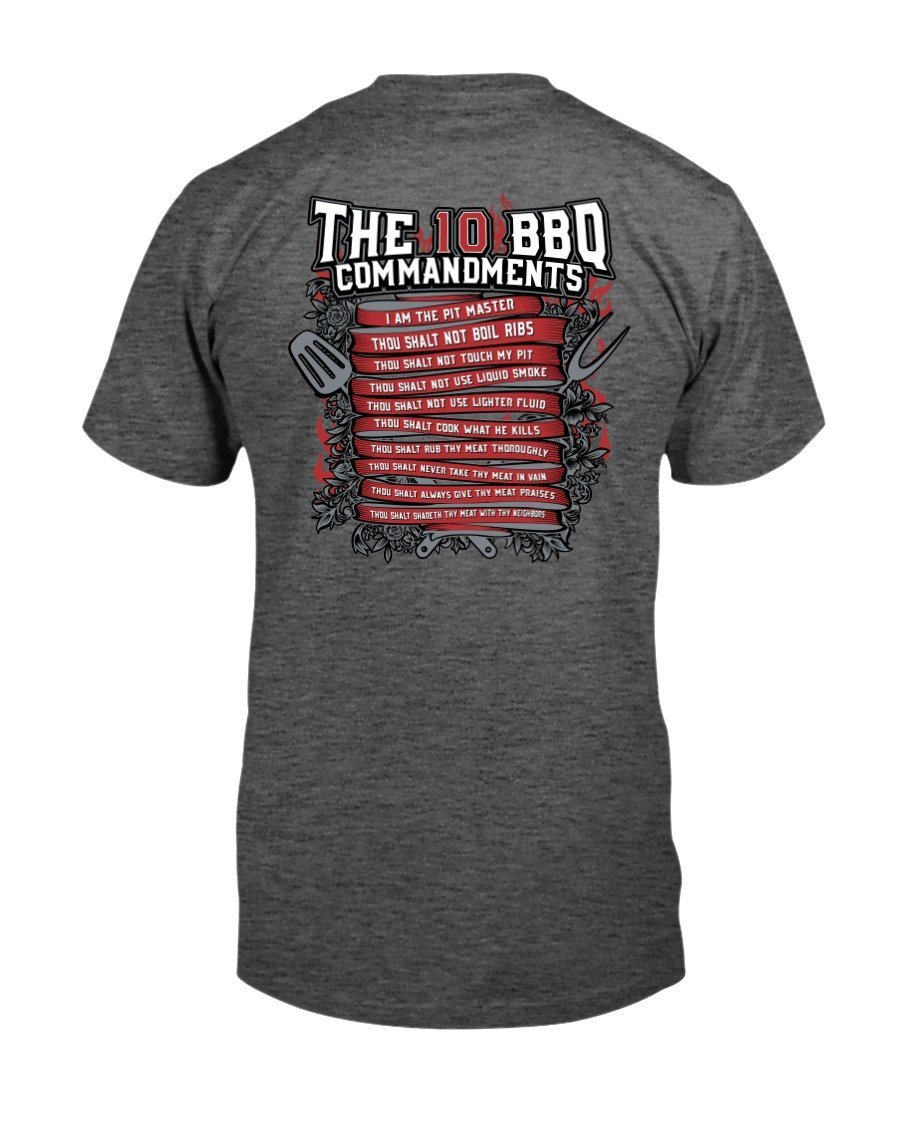 The 10 Commandments Of BBQ | Grilling BBQ T-Shirt (2 sided print) Shirts Fuel Charcoal S 