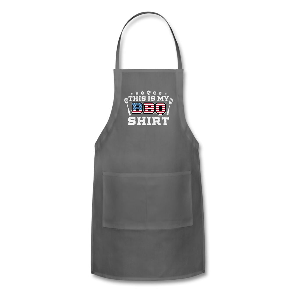 This Is My BBQ Shirt Apron Adjustable Apron | Spreadshirt 1186 SPOD Charcoal 