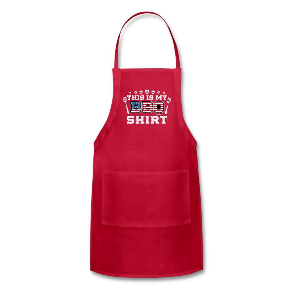 This Is My BBQ Shirt Apron Adjustable Apron | Spreadshirt 1186 SPOD Red 