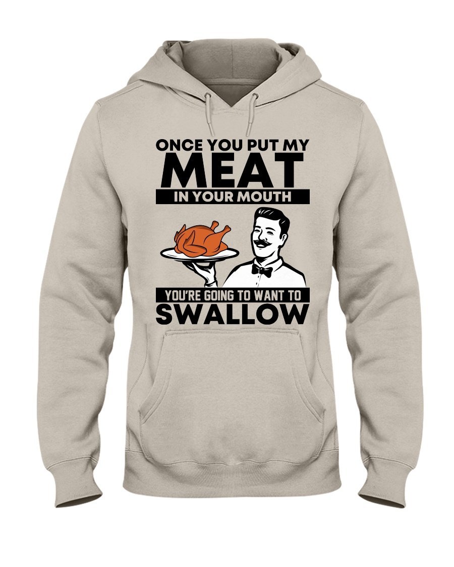 Turkey Meat in Your Mouth - Funny Thanksgiving Hoodie - Gifts for Chefs Apparel Fuel Black Sandstone S