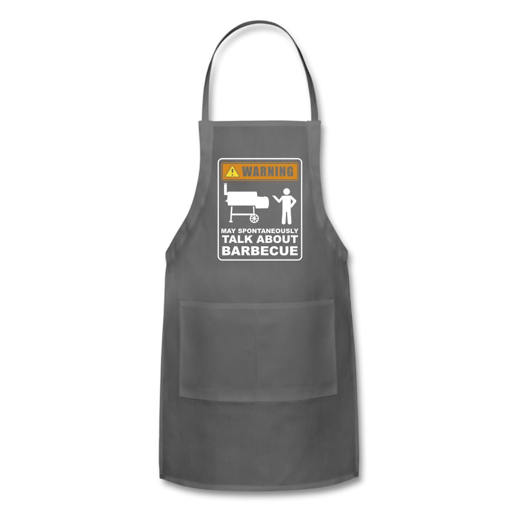 Warning May Spontaneously Talk About Barbecue Apron Adjustable Apron | Spreadshirt 1186 SPOD Charcoal 