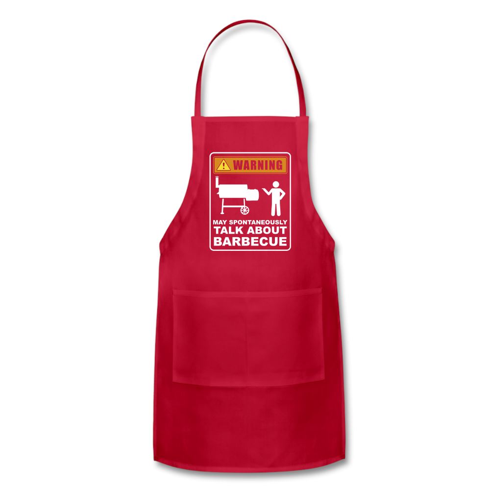 Warning May Spontaneously Talk About Barbecue Apron Adjustable Apron | Spreadshirt 1186 SPOD Red 