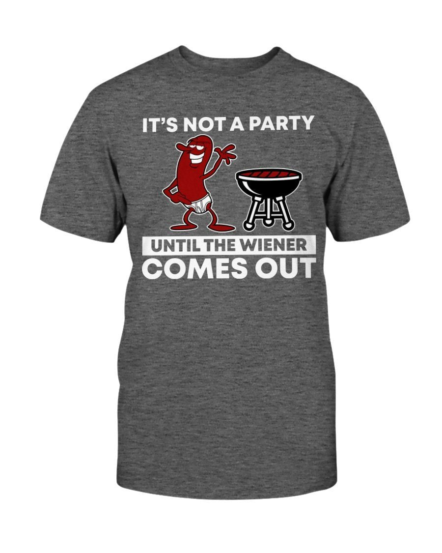 Wiener Comes Out - Funny Grilling Shirts - Grilling Gifts for Dad Apparel Fuel Charcoal Heather S 